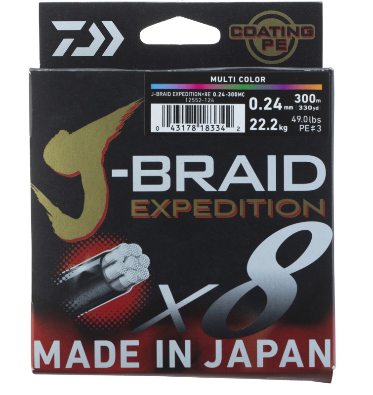 Daiwa J-Braid Expedition Multi-Color X8E Braided Line (3000m)