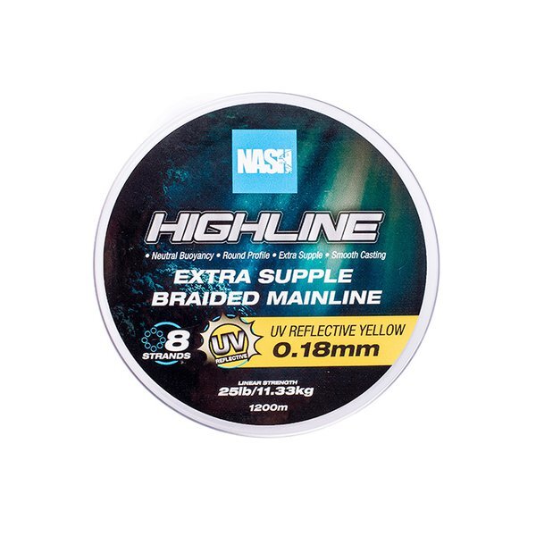 Nash TT Highline Floating Braid UV Yellow Braided Line (1200m)