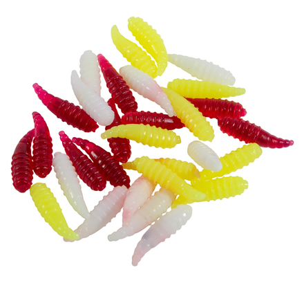 Ultimate Baits maggots small 30pcs (white, red & yellow)