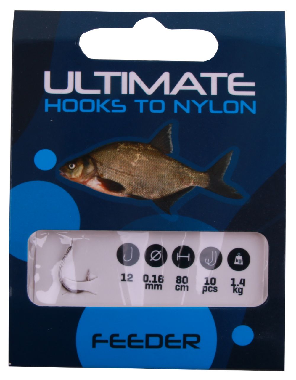 Ultimate hooks to nylon feeder size 12 0,16mm 80cm 10pcs