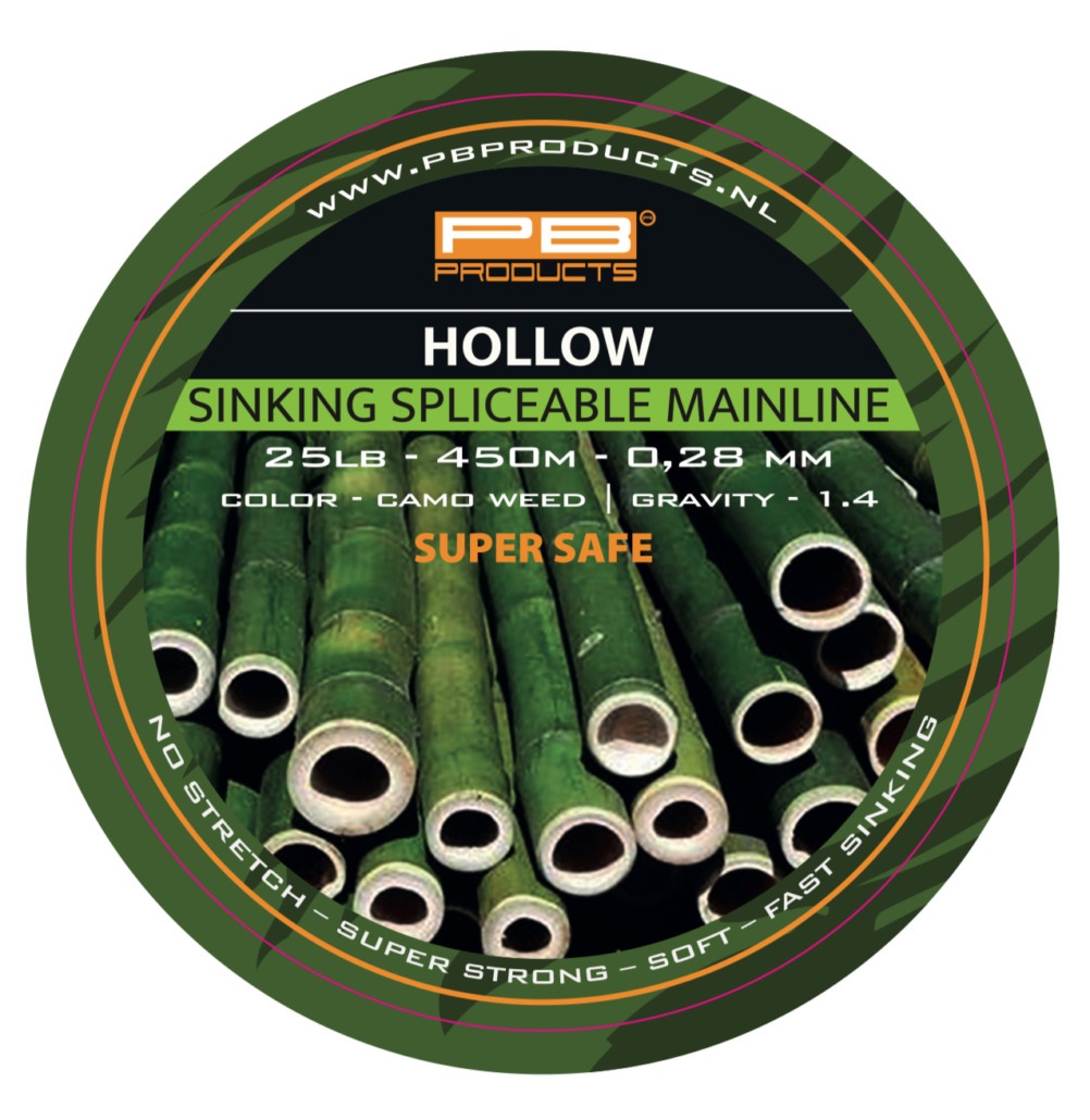 PB Products Hollow Braided Line 0.28mm (25lb) 450m Splicable Camo Weed