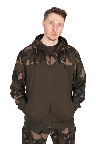 Fox LW Khaki/Camo Split Zip Hoody