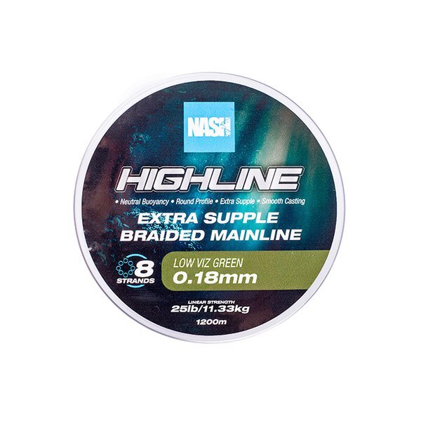 Nash TT Highline Floating Braid Green Braided Line (1200m)