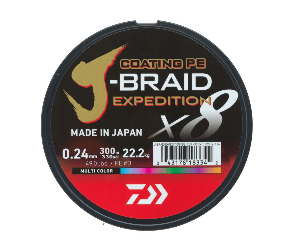 Daiwa J-Braid Expedition X8E Braided Line Multicolor (300m)