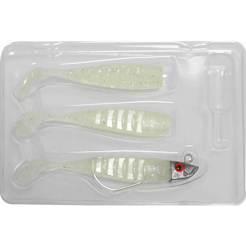 Yamashiro Gadida Soft Minnow  (1 Offset Jighead, 3 Bodies) - Colour 1