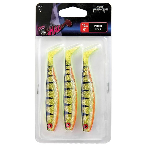 Fox Rage Pro Shad Pack, 10cm (3 pieces) - UV Perch