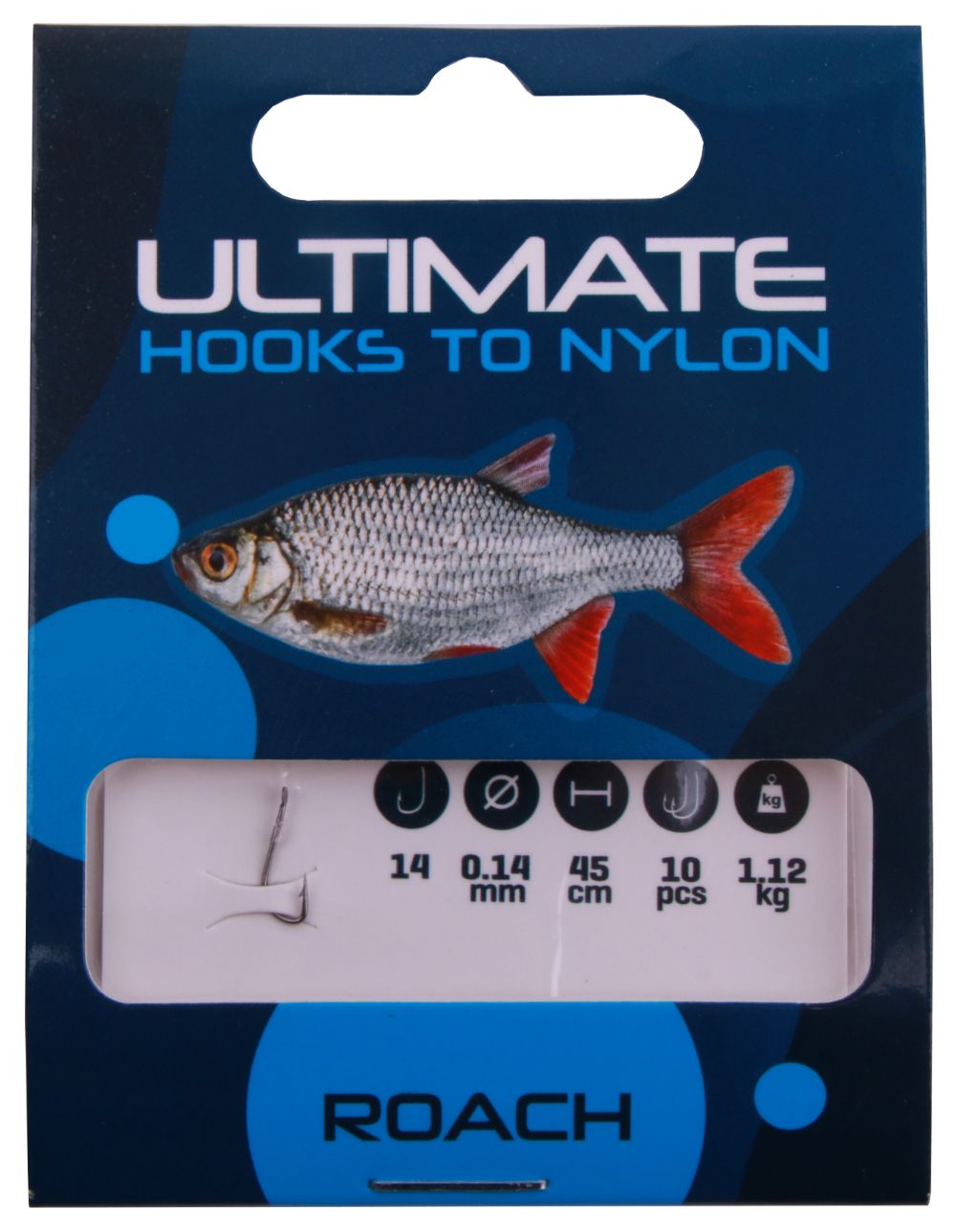 Ultimate hooks to nylon roach size 14 0,14mm 45cm 10pcs