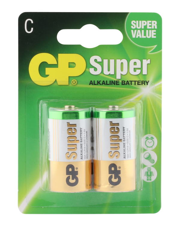 GP Alkaline Batteries - GP Super Alkaline C Baby, 2 pcs