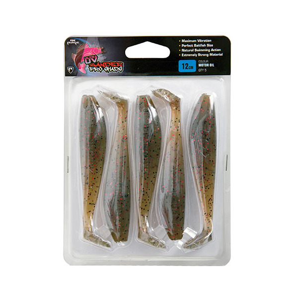 Fox Rage Zander Pro Shad Motor Oil Ultra UV Packs 5pcs - Motor Oil Ultra UV Packs