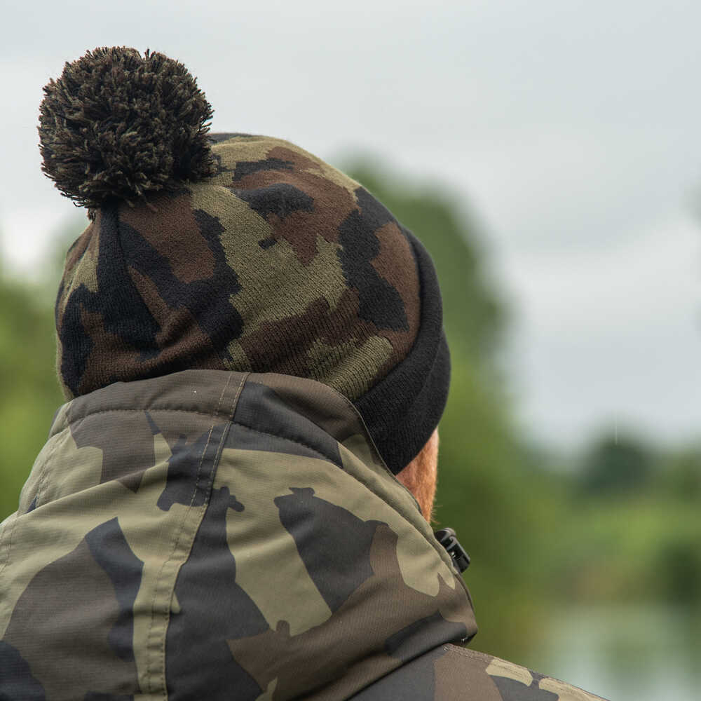 Avid Black And Camo Bobble Hat