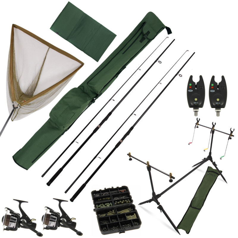 Complete NGT Carp Set with rods, freespool reels, rod pod, bite