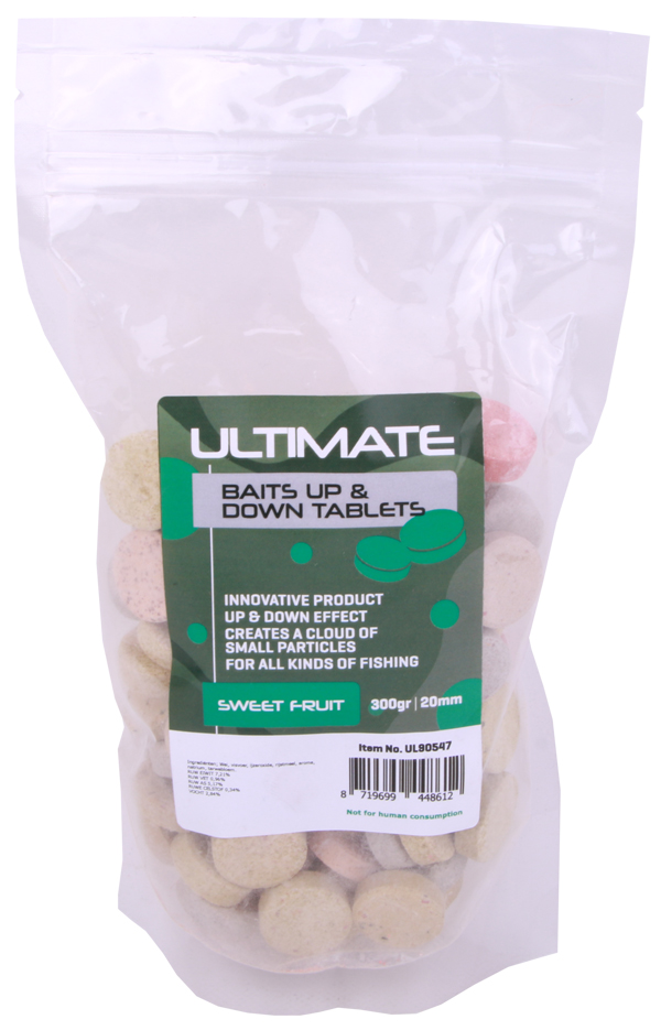 Ultimate Baits Up & Down Tablets 20 mm, release of scent, colour and flavour underwater - Sweet Fruit 20 mm