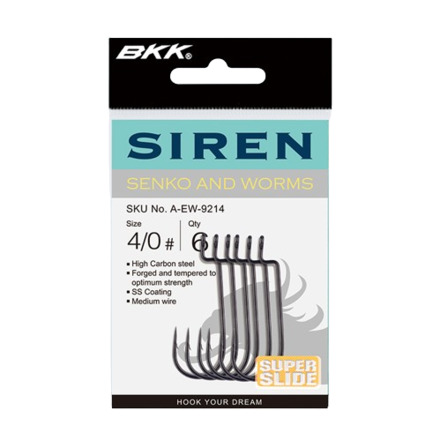 BKK Siren Worm Hook Size 2/0 (6 pieces)