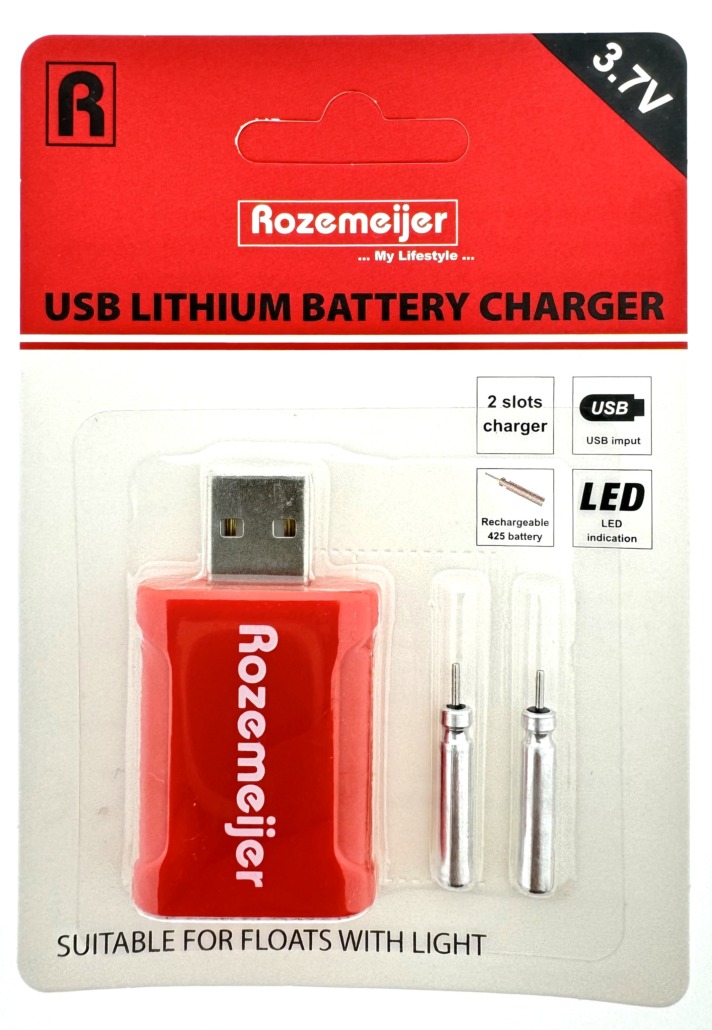 Rozemeijer USB Lithium Battery charger incl. 2pcs LIR425 Dobber Battery