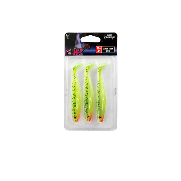 Fox Rage Pro Shad Lemon Tiger Ultra UV Packs - 10cm