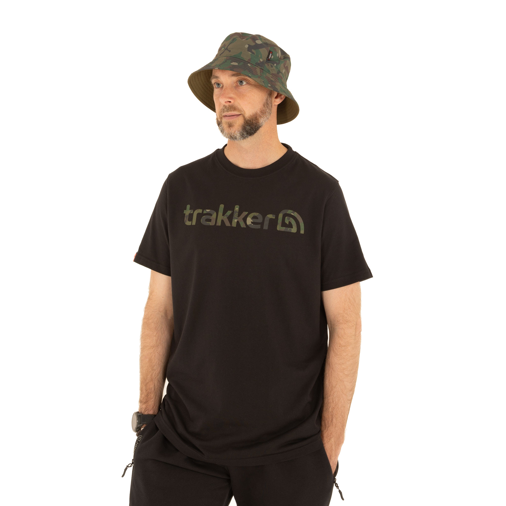 Trakker CR Logo T-Shirt Black Camo